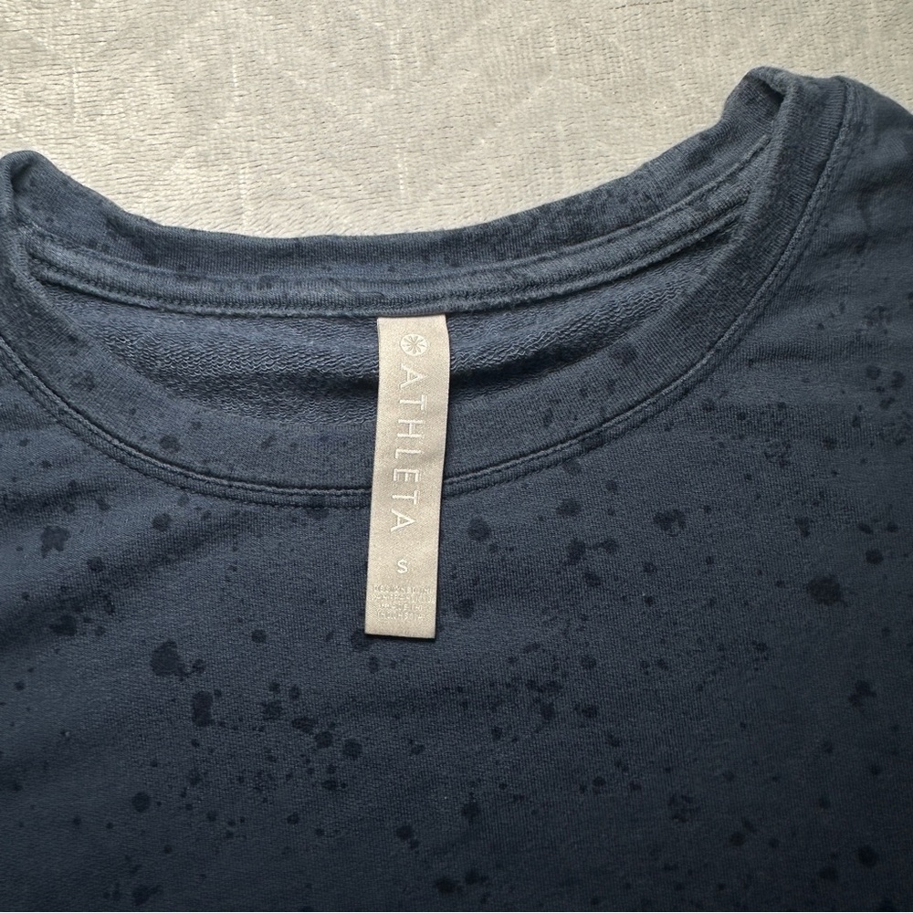 Athleta Studio to Street Splatter Print Sweatshirt Blue Size S - Picture 5 of 7